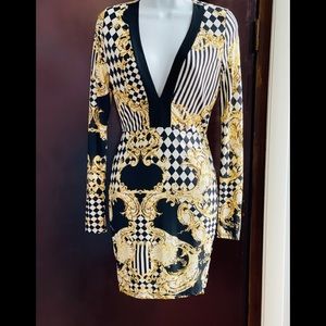 Gold , Black & White Women Dress